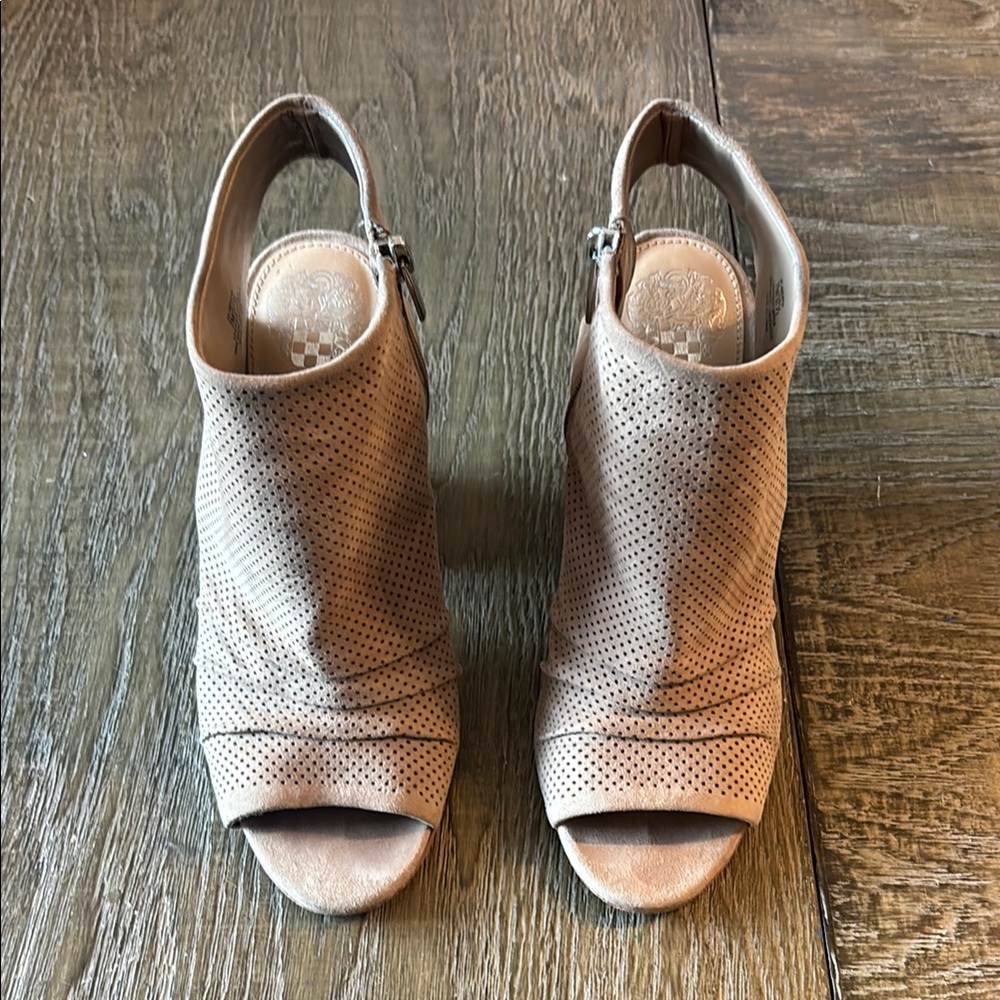 Vince Camuto Tan Mules with Chunky Heel